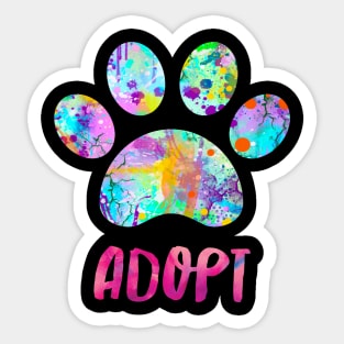 Adopt A Dog Design Watercolor Paw Print Sticker